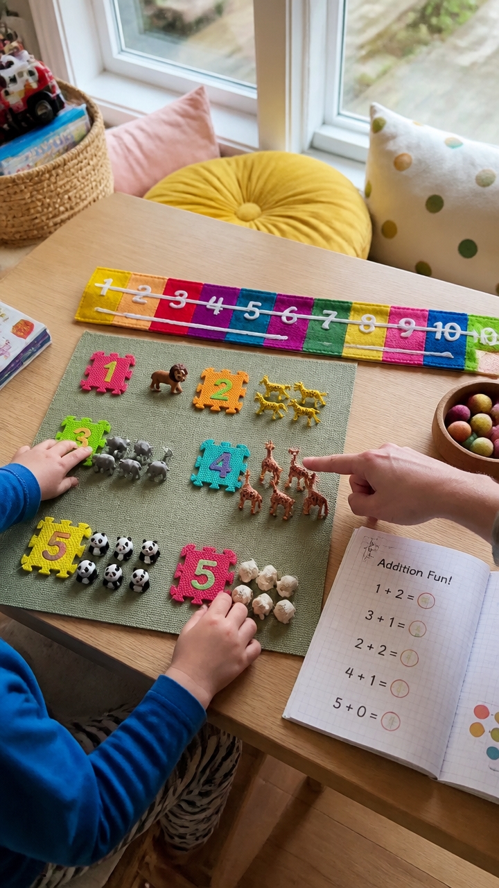indoor math activities setup