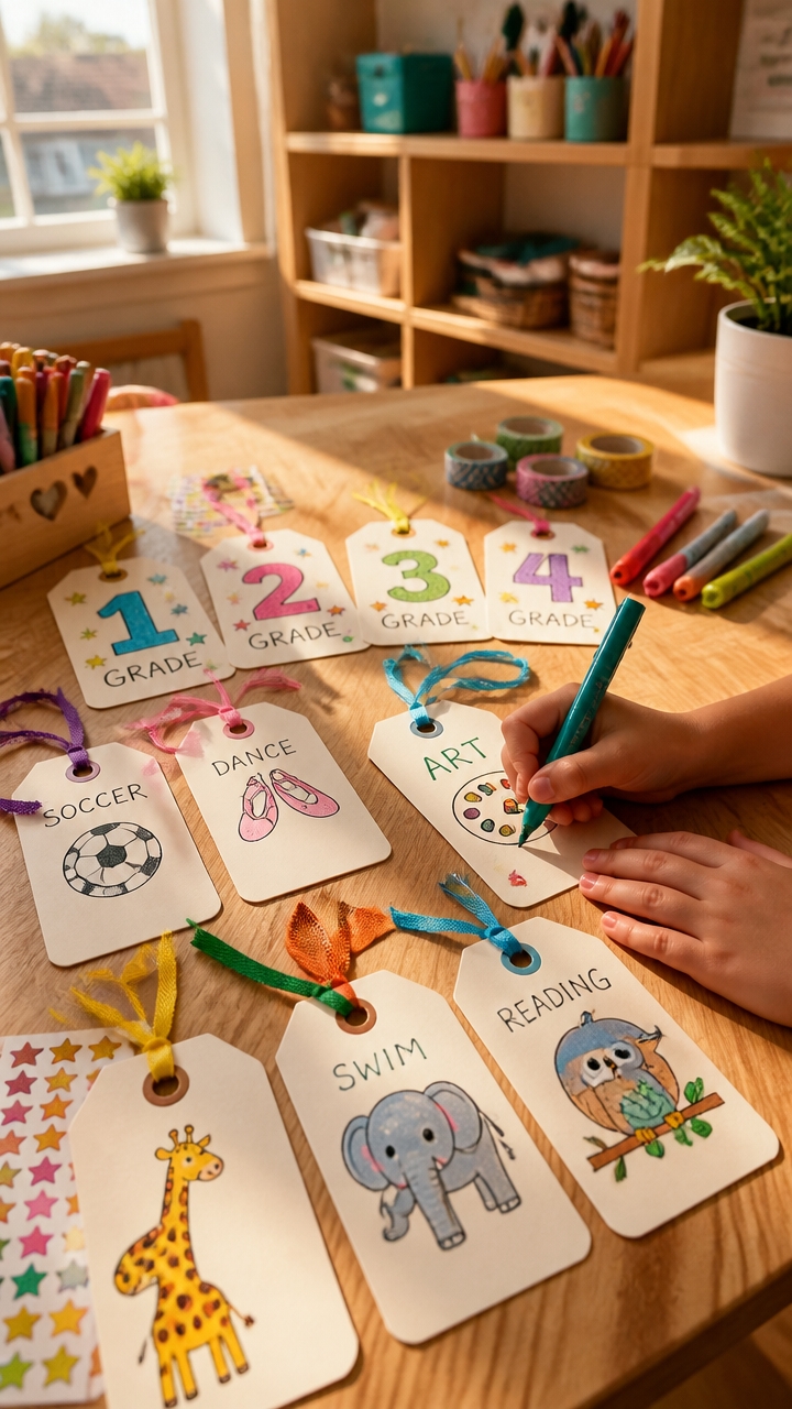 themed backpack tags design