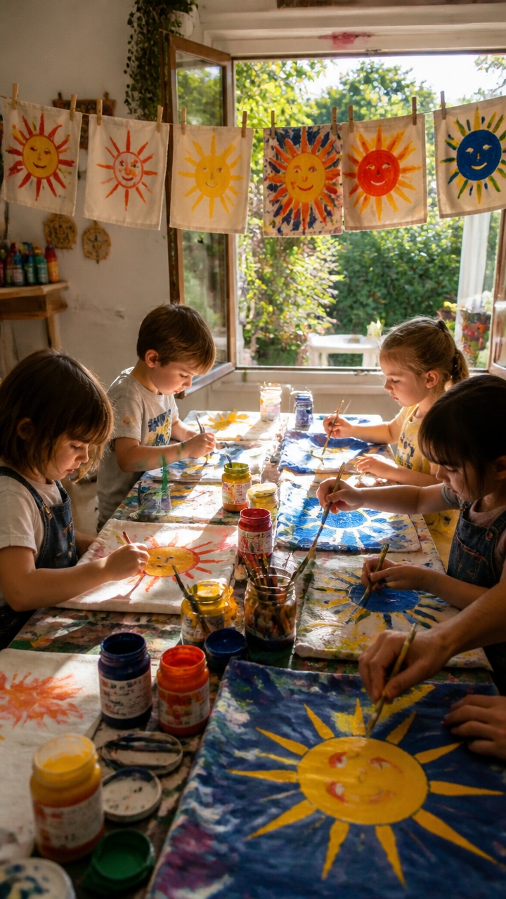 vibrant sun flags crafting